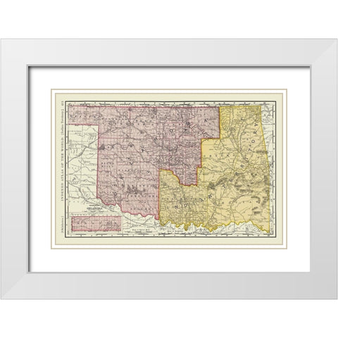 Oklahoma Indian Territory - Rand McNally 1897 White Modern Wood Framed Art Print with Double Matting by Rand McNally
