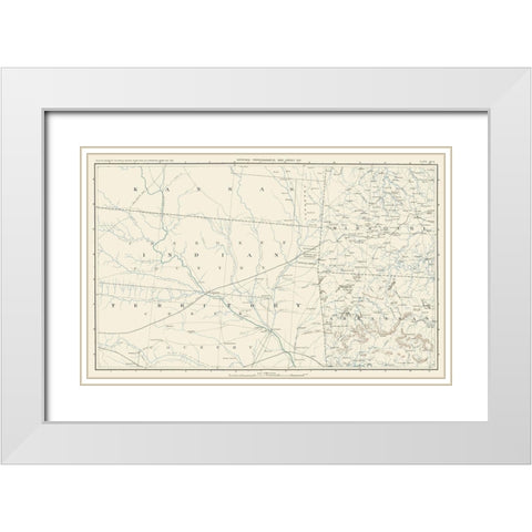 Oklahoma Indian Territory and Surrounding States White Modern Wood Framed Art Print with Double Matting by Bien