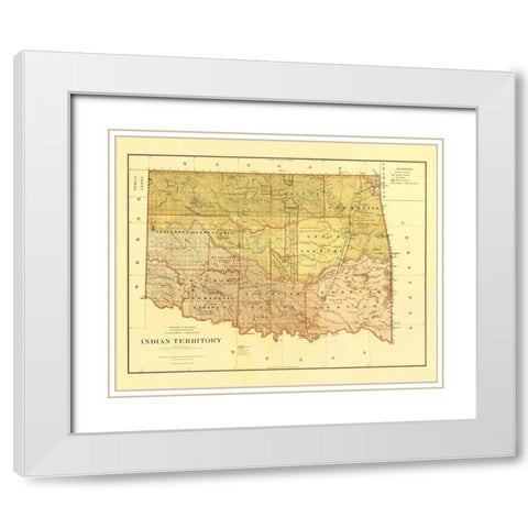 Oklahoma Indian Territory - Roeser 1879 White Modern Wood Framed Art Print with Double Matting by Roeser