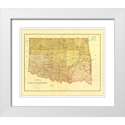Oklahoma Indian Territory - Roeser 1879 White Modern Wood Framed Art Print with Double Matting by Roeser