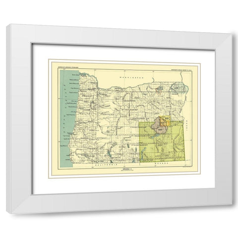 Oregon - Grande Ronde - Hoen 1896 White Modern Wood Framed Art Print with Double Matting by Hoen