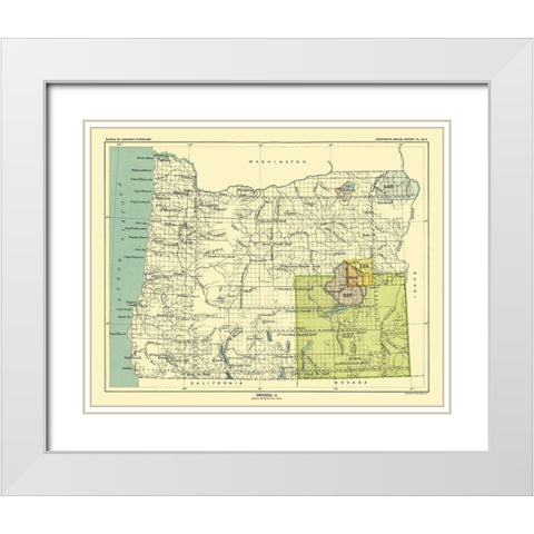 Oregon - Grande Ronde - Hoen 1896 White Modern Wood Framed Art Print with Double Matting by Hoen