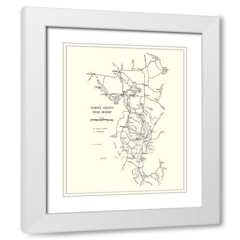 Harney Oregon - Palmer 1970 White Modern Wood Framed Art Print with Double Matting by Palmer