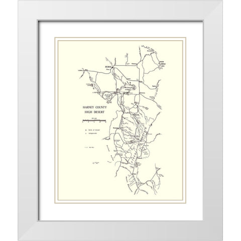 Harney Oregon - Palmer 1970 White Modern Wood Framed Art Print with Double Matting by Palmer