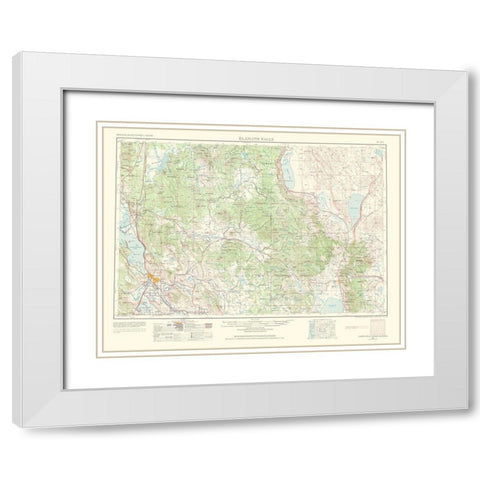 Klamath Falls Oregon California Quad - USGS 1968 White Modern Wood Framed Art Print with Double Matting by USGS