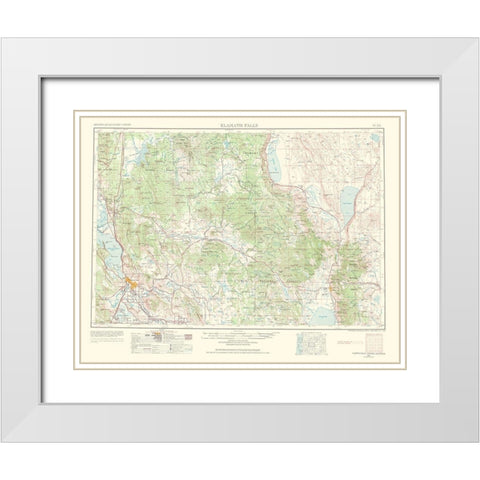 Klamath Falls Oregon California Quad - USGS 1968 White Modern Wood Framed Art Print with Double Matting by USGS