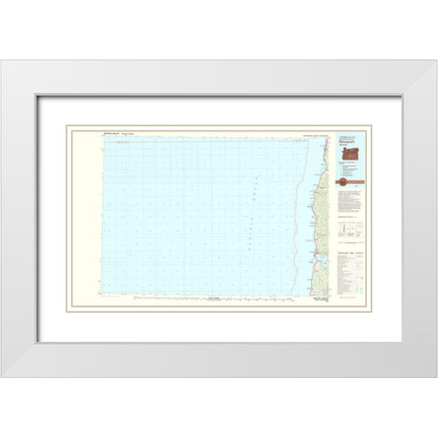 Newport Oregon Quad - USGS 1981 White Modern Wood Framed Art Print with Double Matting by USGS