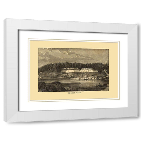 Oregon City Oregon - Richardson 1850 White Modern Wood Framed Art Print with Double Matting by Richardson