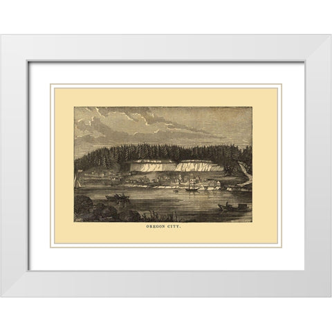 Oregon City Oregon - Richardson 1850 White Modern Wood Framed Art Print with Double Matting by Richardson