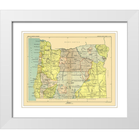 Oregon - Hoen 1896 White Modern Wood Framed Art Print with Double Matting by Hoen