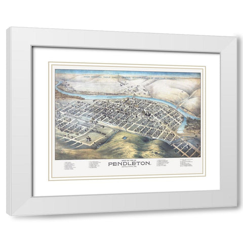 Pendleton Oregon - Dakin 1890 White Modern Wood Framed Art Print with Double Matting by Dakin