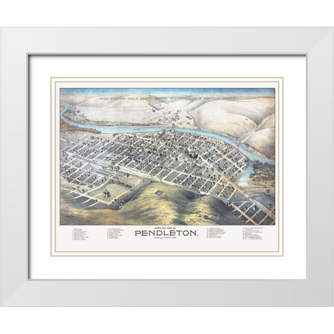 Pendleton Oregon - Dakin 1890 White Modern Wood Framed Art Print with Double Matting by Dakin