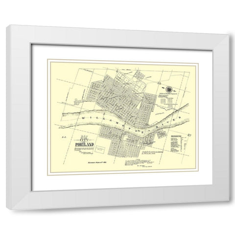 Portland Oregon Landowner - Burrage 1866 White Modern Wood Framed Art Print with Double Matting by Burrage