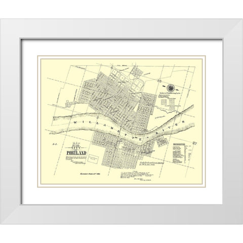 Portland Oregon Landowner - Burrage 1866 White Modern Wood Framed Art Print with Double Matting by Burrage