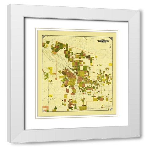 Portland Oregon - Crocker 1901 White Modern Wood Framed Art Print with Double Matting by Crocker