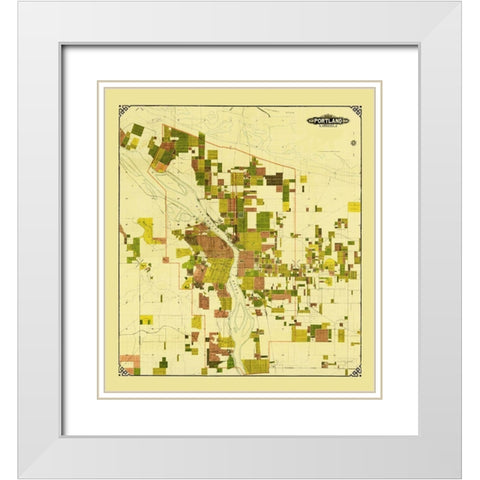 Portland Oregon - Crocker 1901 White Modern Wood Framed Art Print with Double Matting by Crocker