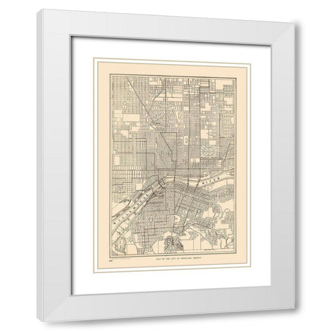 Portland Oregon - Reynold 1921 White Modern Wood Framed Art Print with Double Matting by Reynold