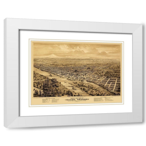 Salem Oregon - Smith 1876 White Modern Wood Framed Art Print with Double Matting by Smith