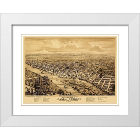 Salem Oregon - Smith 1876 White Modern Wood Framed Art Print with Double Matting by Smith