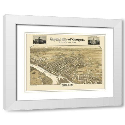 Salem Oregon - Koppe 1905 White Modern Wood Framed Art Print with Double Matting by Koppe