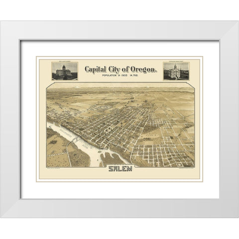 Salem Oregon - Koppe 1905 White Modern Wood Framed Art Print with Double Matting by Koppe