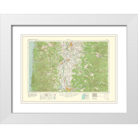 Salem Oregon Quad - USGS 1963 White Modern Wood Framed Art Print with Double Matting by USGS