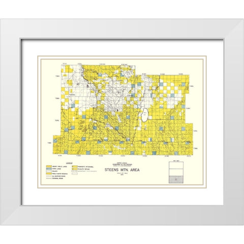 Steens Mountain Southern Oregon - DOI 1970 White Modern Wood Framed Art Print with Double Matting by DOI