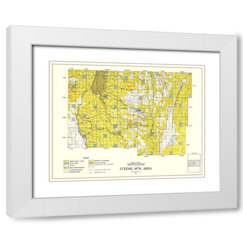 Steens Mountain Central Oregon - DOI 1970 White Modern Wood Framed Art Print with Double Matting by DOI