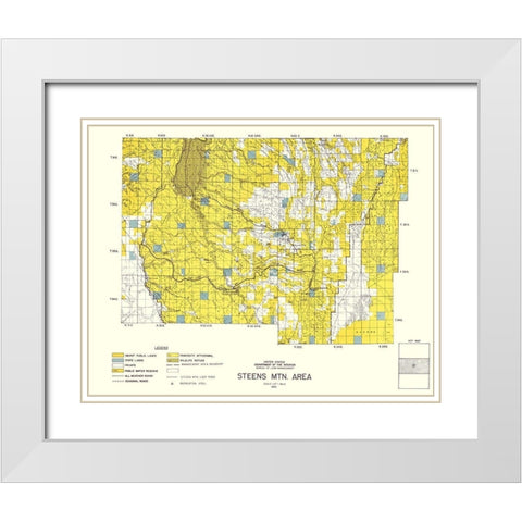 Steens Mountain Central Oregon - DOI 1970 White Modern Wood Framed Art Print with Double Matting by DOI
