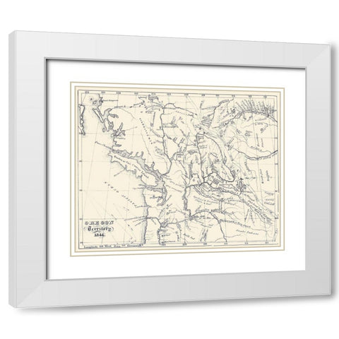 Oregon Territory - 1846 White Modern Wood Framed Art Print with Double Matting by Unknown