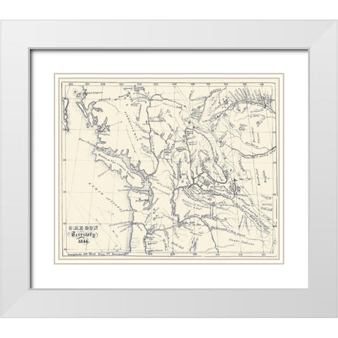 Oregon Territory - 1846 White Modern Wood Framed Art Print with Double Matting by Unknown