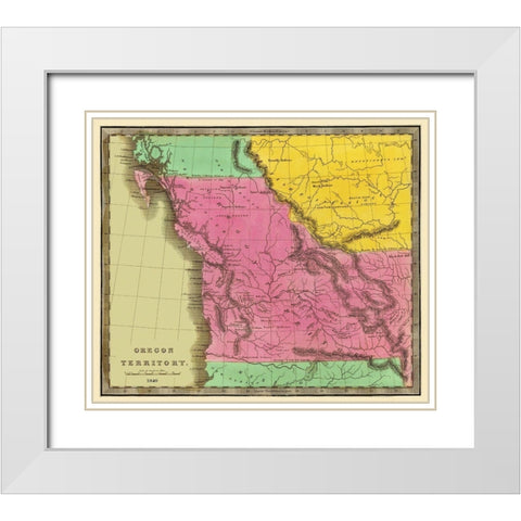 Oregon Territory - Greenleaf 1840 White Modern Wood Framed Art Print with Double Matting by Greenleaf