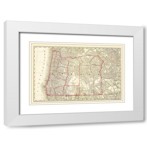 Oregon - 1879 White Modern Wood Framed Art Print with Double Matting by Unknown