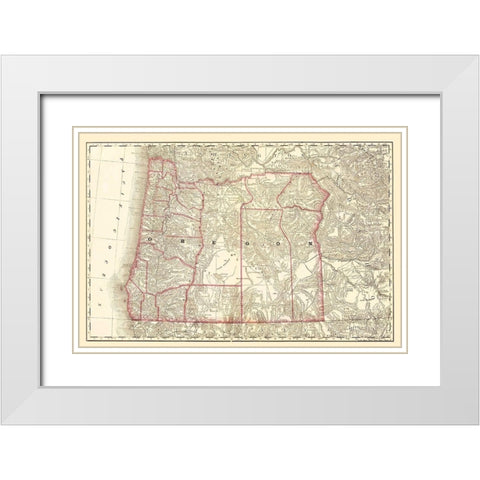 Oregon - 1879 White Modern Wood Framed Art Print with Double Matting by Unknown