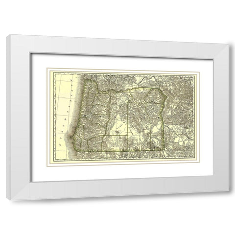 Oregon - Rand McNally 1876 White Modern Wood Framed Art Print with Double Matting by Rand McNally