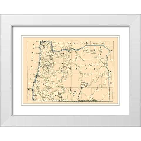 Oregon - Holdredge 1866 White Modern Wood Framed Art Print with Double Matting by Holdredge
