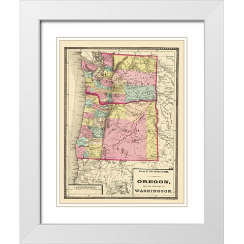Oregon, Washington - Baltimore 1873 White Modern Wood Framed Art Print with Double Matting by Baltimore