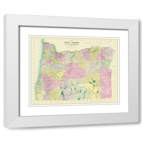Oregon - Gill 1911 White Modern Wood Framed Art Print with Double Matting by Gill