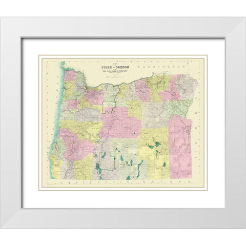 Oregon - Gill 1911 White Modern Wood Framed Art Print with Double Matting by Gill