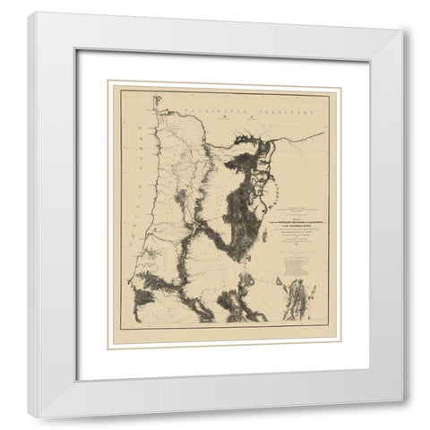 Proposed Railroad Routes, Oregon - War Dept 1855 White Modern Wood Framed Art Print with Double Matting by War Dept