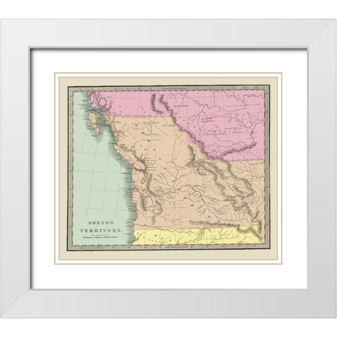 Oregon Territory - Illman 1833 White Modern Wood Framed Art Print with Double Matting by Illman