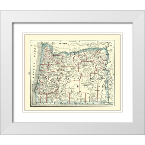 Oregon - Rathbun 1893 White Modern Wood Framed Art Print with Double Matting by Rathbun