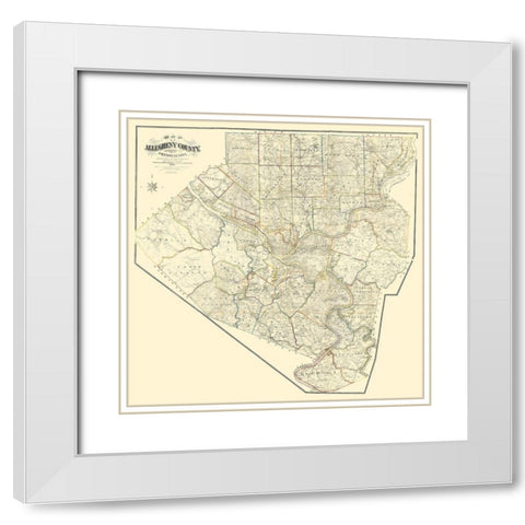 Alleghany County Pennsylvania - Krebs 1883 White Modern Wood Framed Art Print with Double Matting by Krebs