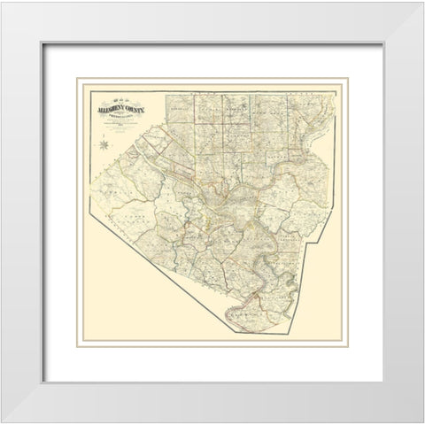 Alleghany County Pennsylvania - Krebs 1883 White Modern Wood Framed Art Print with Double Matting by Krebs