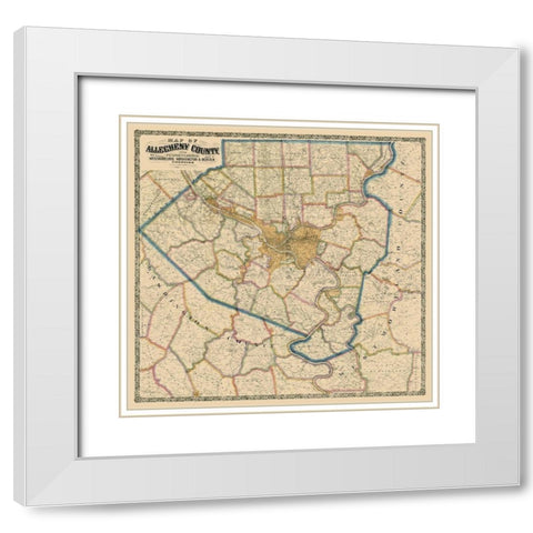 Alleghany County Pennsylvania - Krebs 1890 White Modern Wood Framed Art Print with Double Matting by Krebs