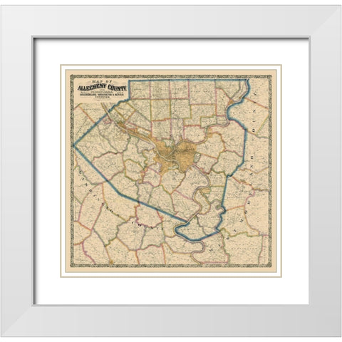 Alleghany County Pennsylvania - Krebs 1890 White Modern Wood Framed Art Print with Double Matting by Krebs