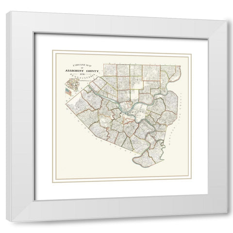 Alleghany County Pennsylvania - Trainey 1898 White Modern Wood Framed Art Print with Double Matting by Trainey