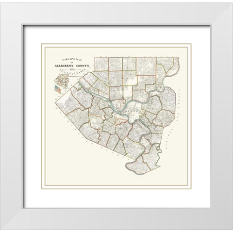 Alleghany County Pennsylvania - Trainey 1898 White Modern Wood Framed Art Print with Double Matting by Trainey