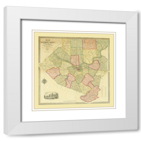 Alleghany County Pennsylvania - McRea 1851 White Modern Wood Framed Art Print with Double Matting by McRea