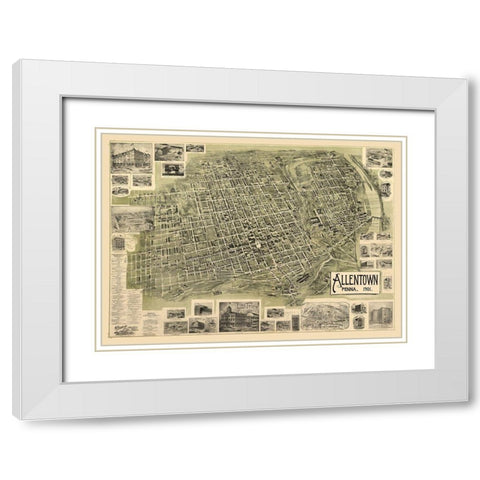Allentown Pennsylvania -Alsop 1901 White Modern Wood Framed Art Print with Double Matting by Alsop